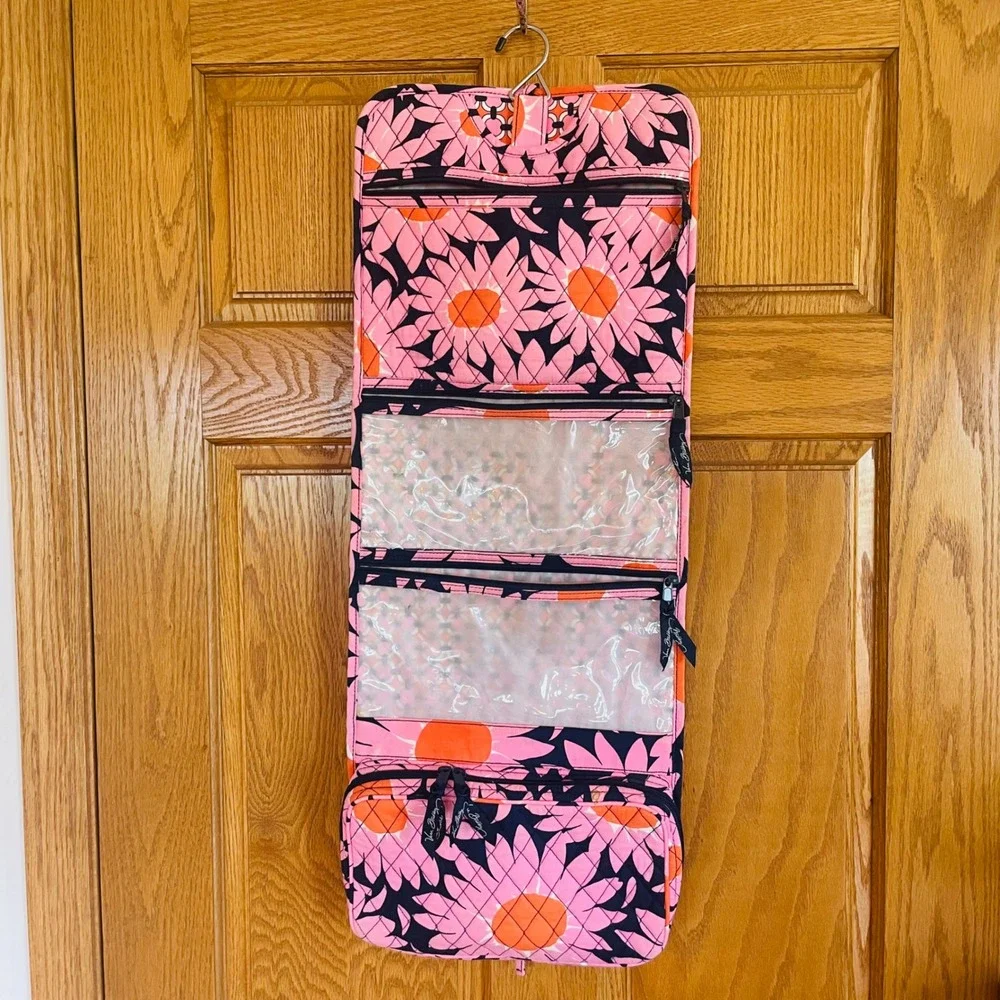 Vera Bradley Hanging Travel Organizer Pink Floral Quilted Toiletry Bag AS IS